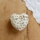 Openwork heart-shaped box in ivory earthenware – Vintage sweet jar