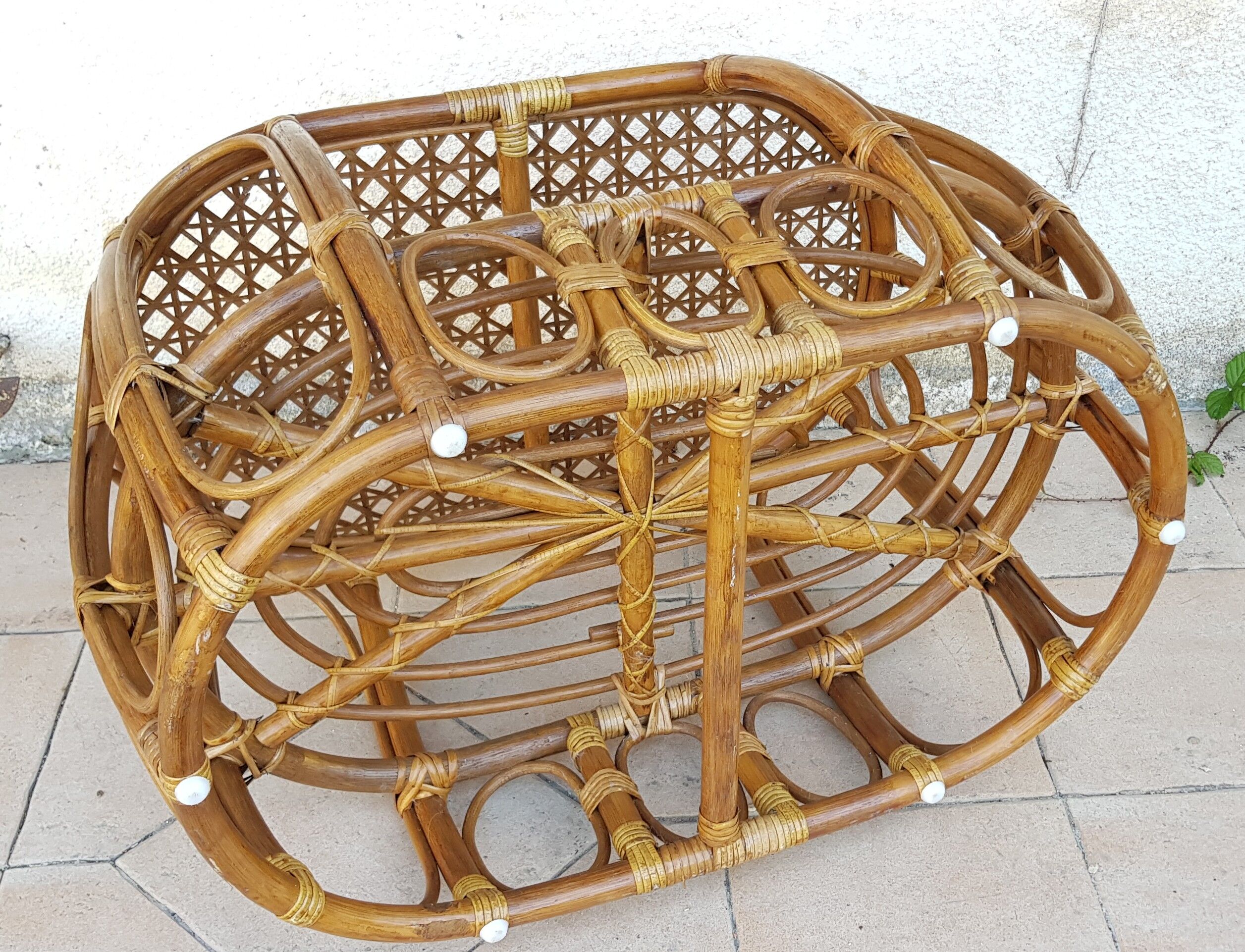 Rattan coffee table and 70's canning