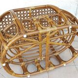 Rattan coffee table and 70's canning