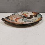 Large handmade decorated ceramic dish. Ruth Grønne Denmark 2001