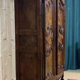 Bressane wardrobe of Louis XV period in walnut and walnut magnifying glass 18th