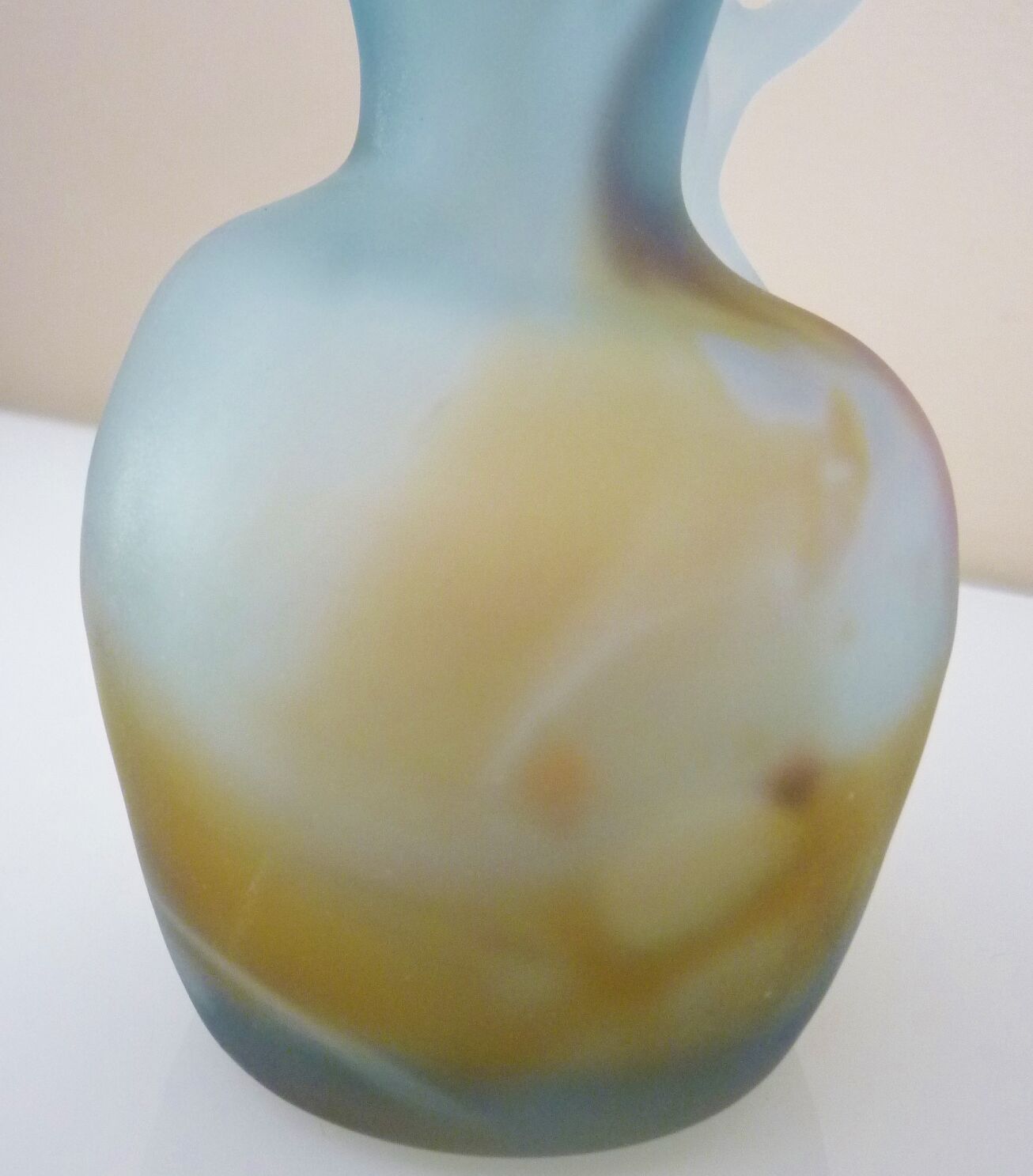 Pitcher vase in blown glass paste, free form, design of the twentieth century