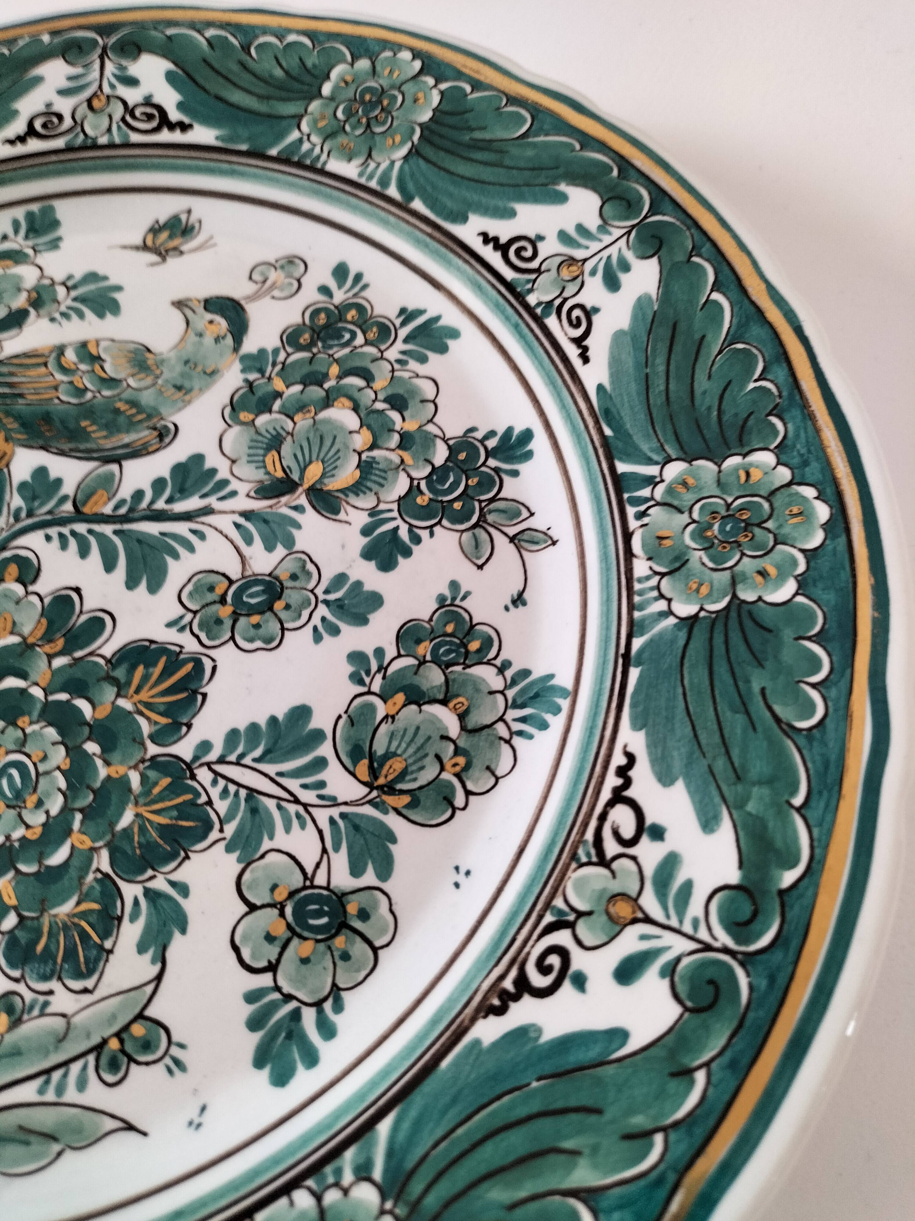 Large rare Delft Groen hand-painted plate Velsen pottery Netherlands