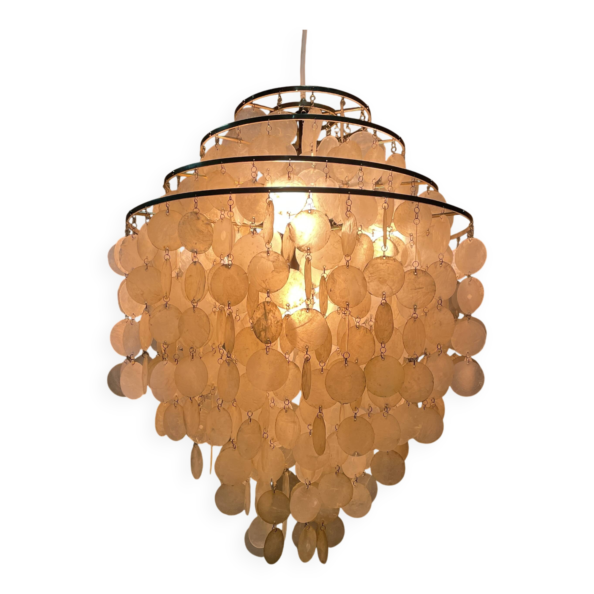 Large mother-of-pearl chandelier Verner Panton style, 1960s