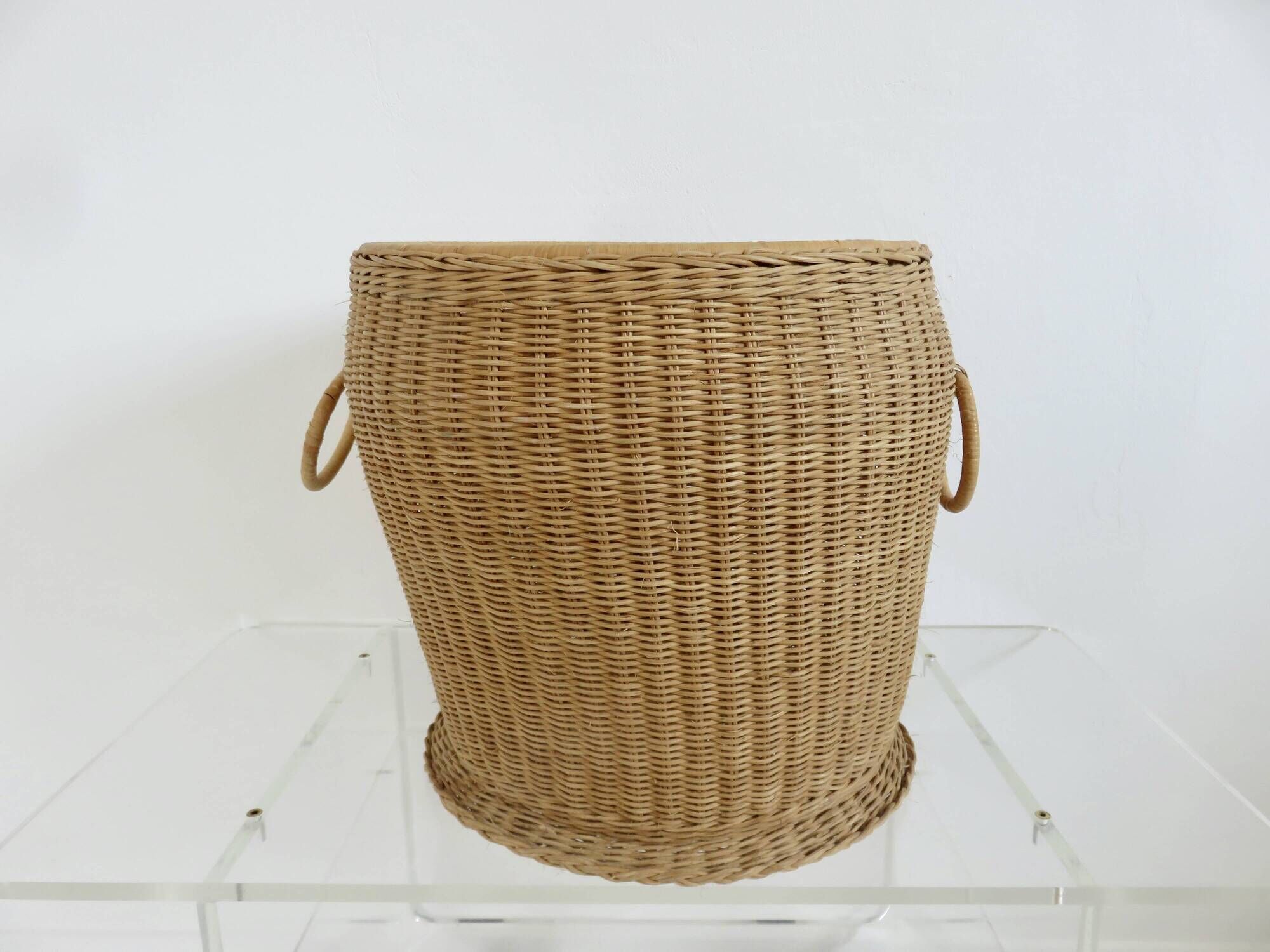 Corbeille de rangement en rotin tressé "hibou, chouette" 1970