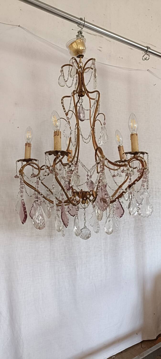 Chandelier with colored tassels