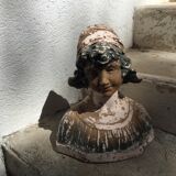 Buste jeune fille ancien, en plâtre