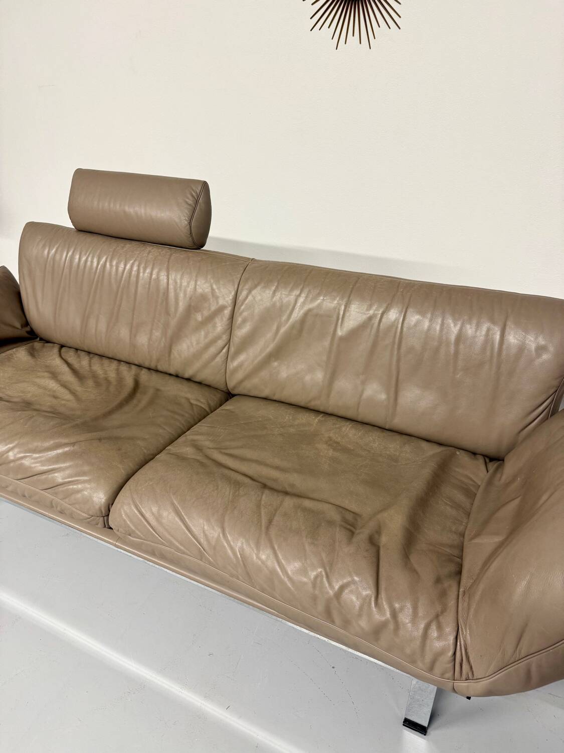 De Sede ds 140 grey 2/3 seater sofa, vintage leather, 80s design