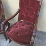 Pair of 19th-century mahogany armchairs - purple fabric