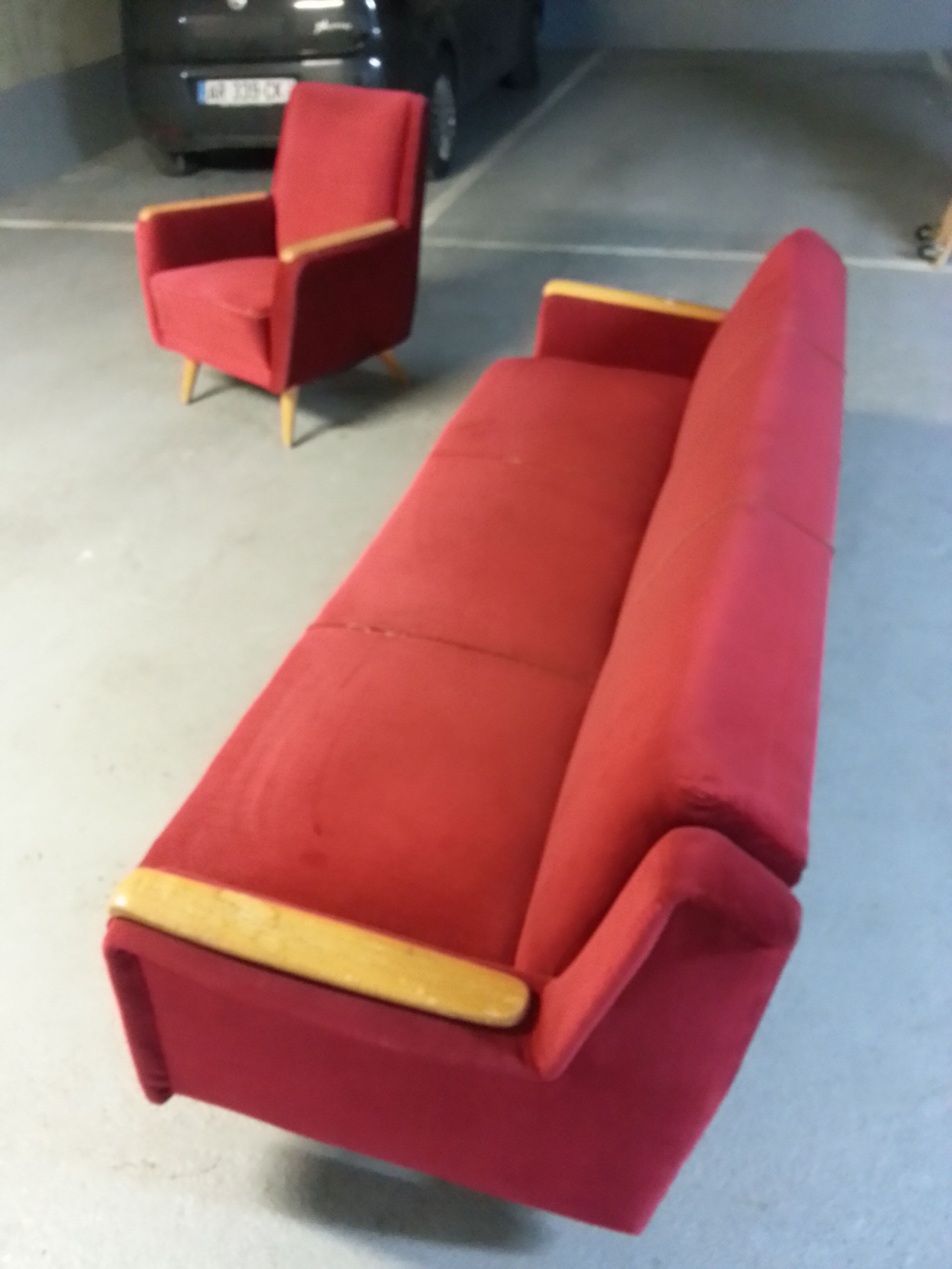 Sofa Daybed sofa years 50/60 cliclac Red