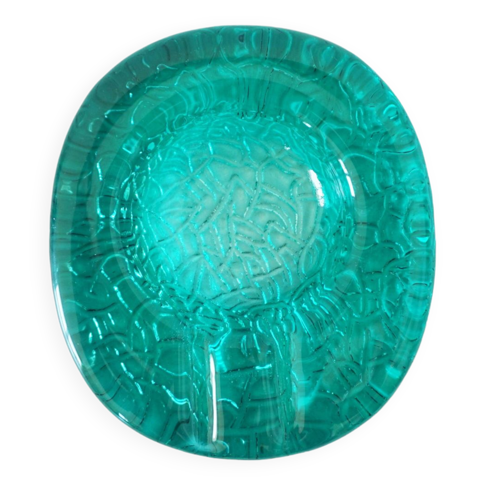 Turquoise annealed glass pocket empty