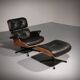 Ensemble de fauteuil et repose-pieds par Charles Eames, années 1960.