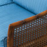 Vintage 2-seater sofa in bamboo and Vienna straw 1960s modernism