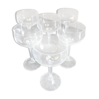 6 bohemian crystal champagne glasses