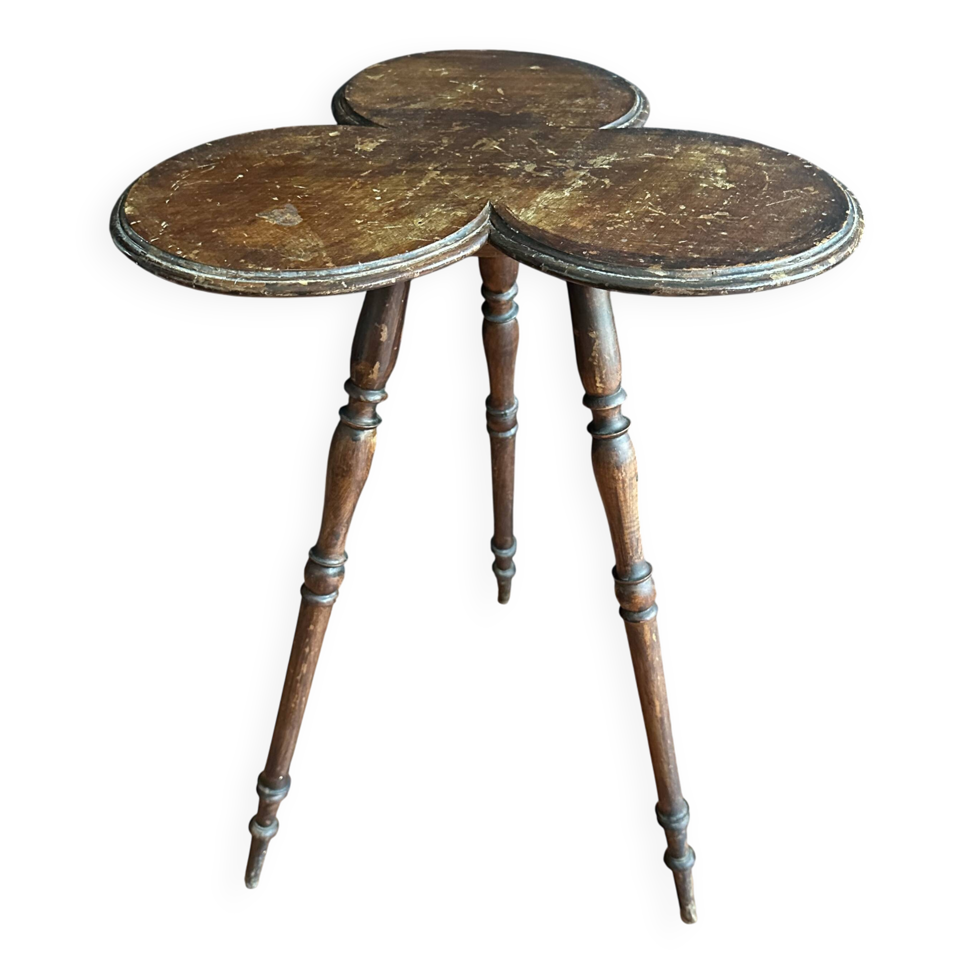 Guéridon Napoléon III en bois, forme trèfle