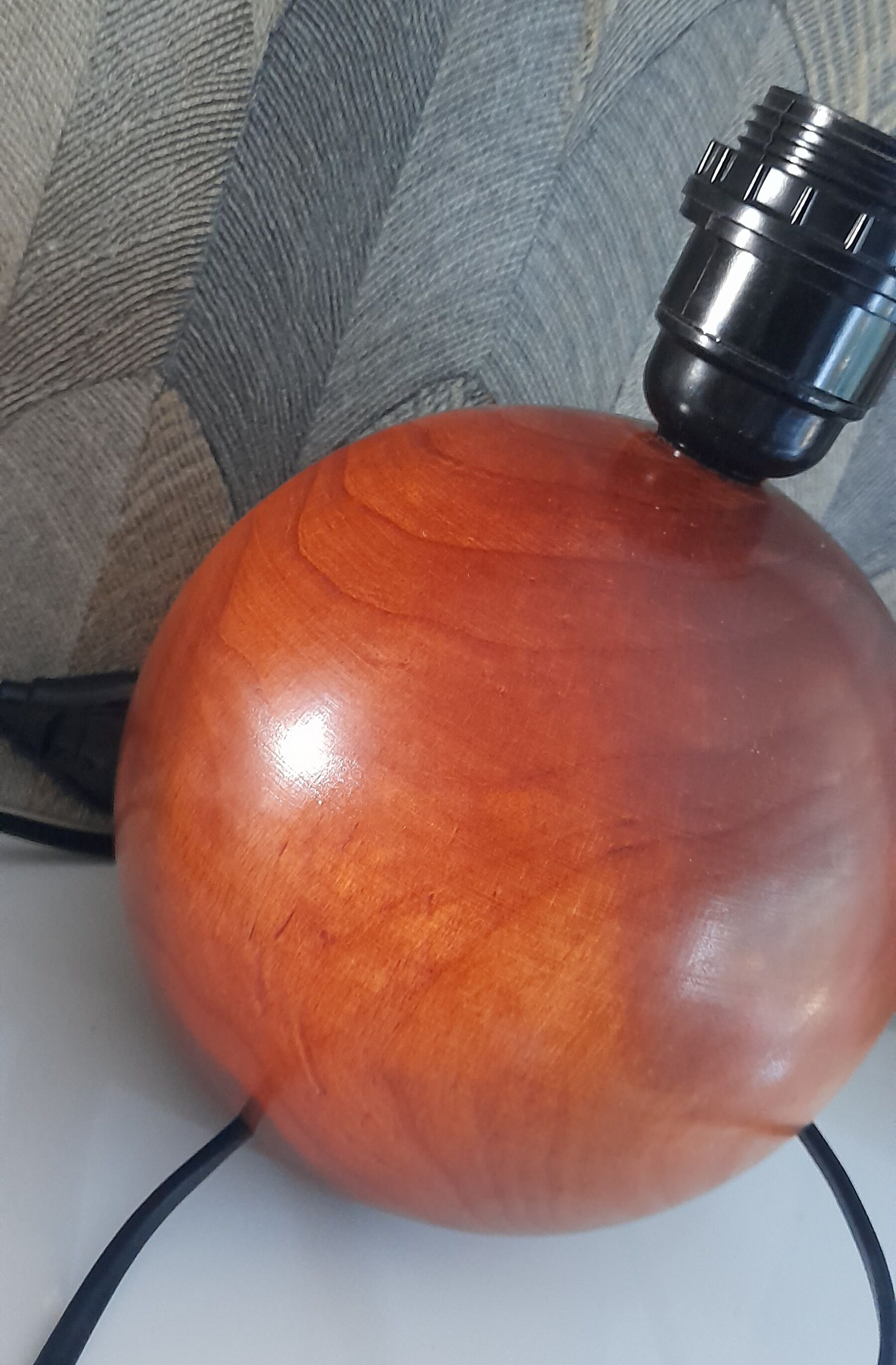 Ball / round solid wood lamp base - 70s