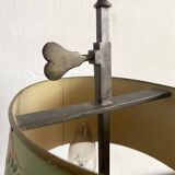 Bouillotte lamp in painted sheet metal decorated with flowers