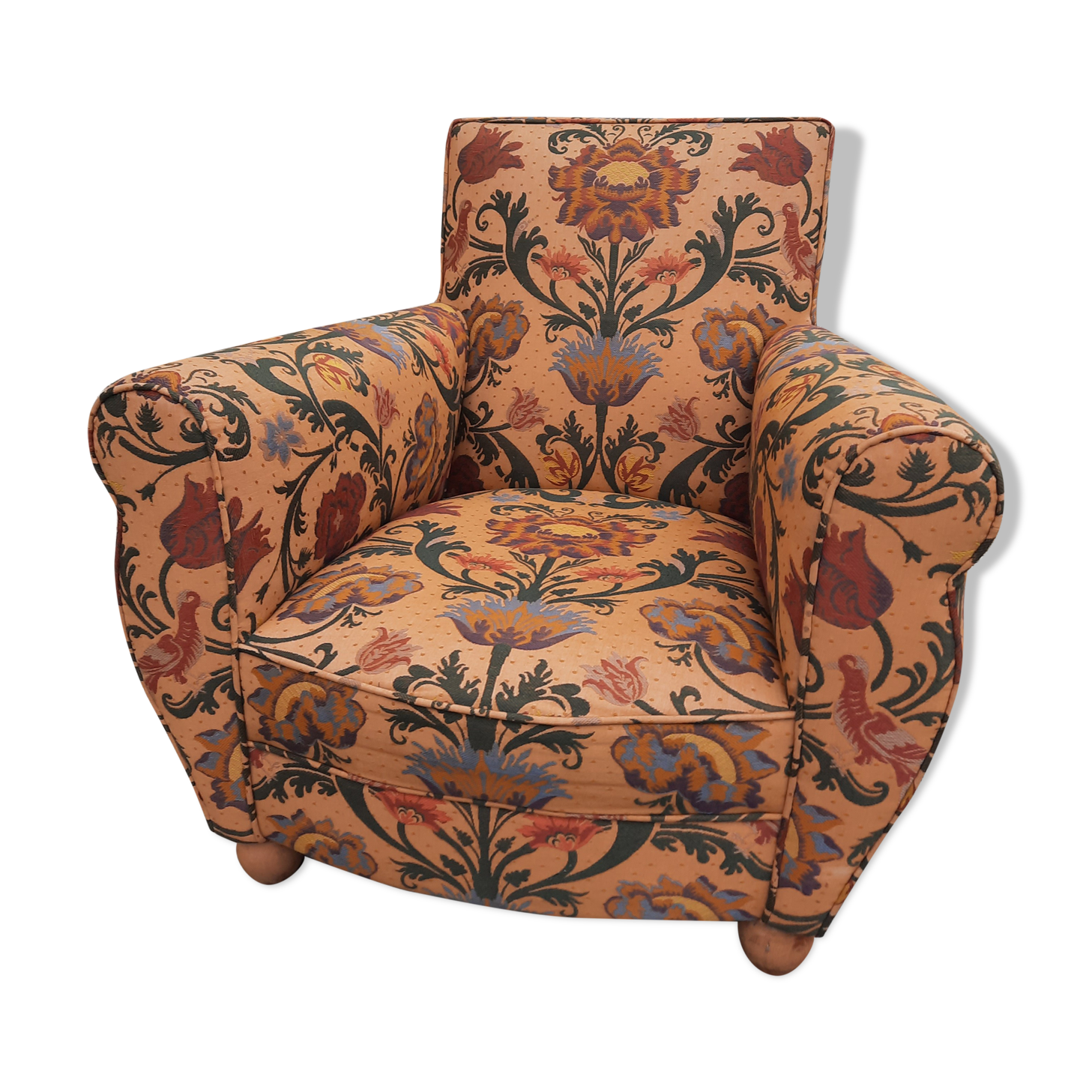 Club armchair fabric floral vintage baroque