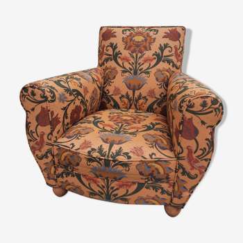 Club armchair fabric floral vintage baroque