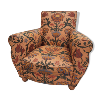 Club armchair fabric floral vintage baroque