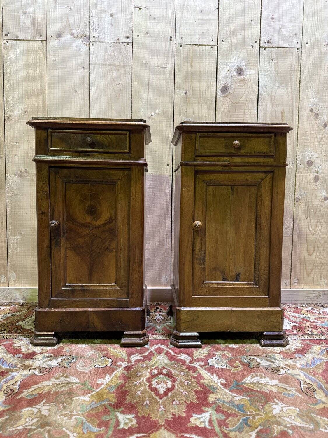 Pair of bedside tables from the Louis Philippe period in walnut.