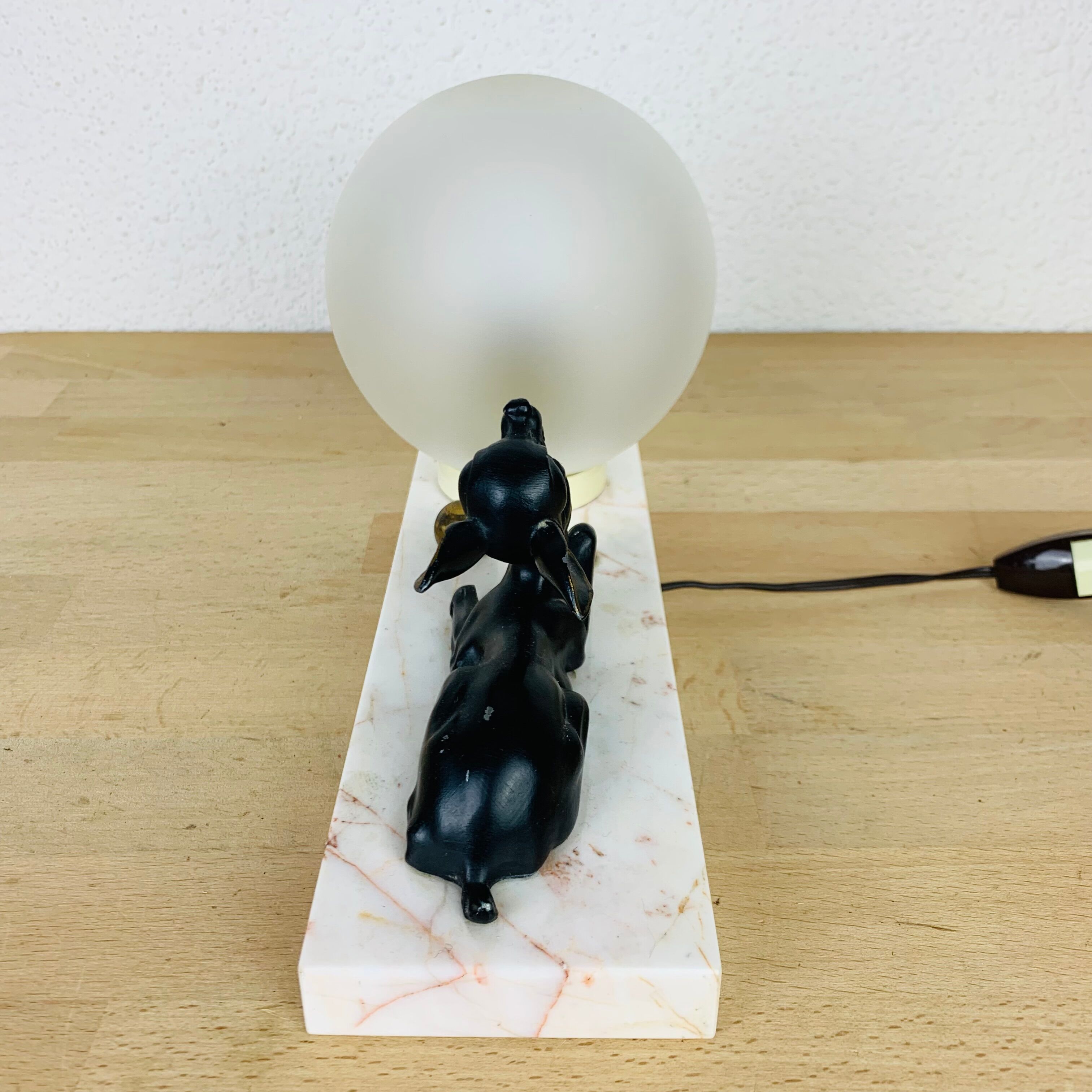 Art deco lamp fawn brass and marble