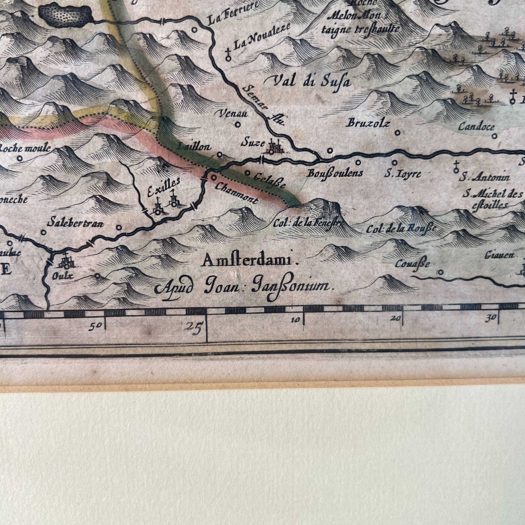 Geographical map of Savoie by Johannes Janssonius, engraving from the 17th century.