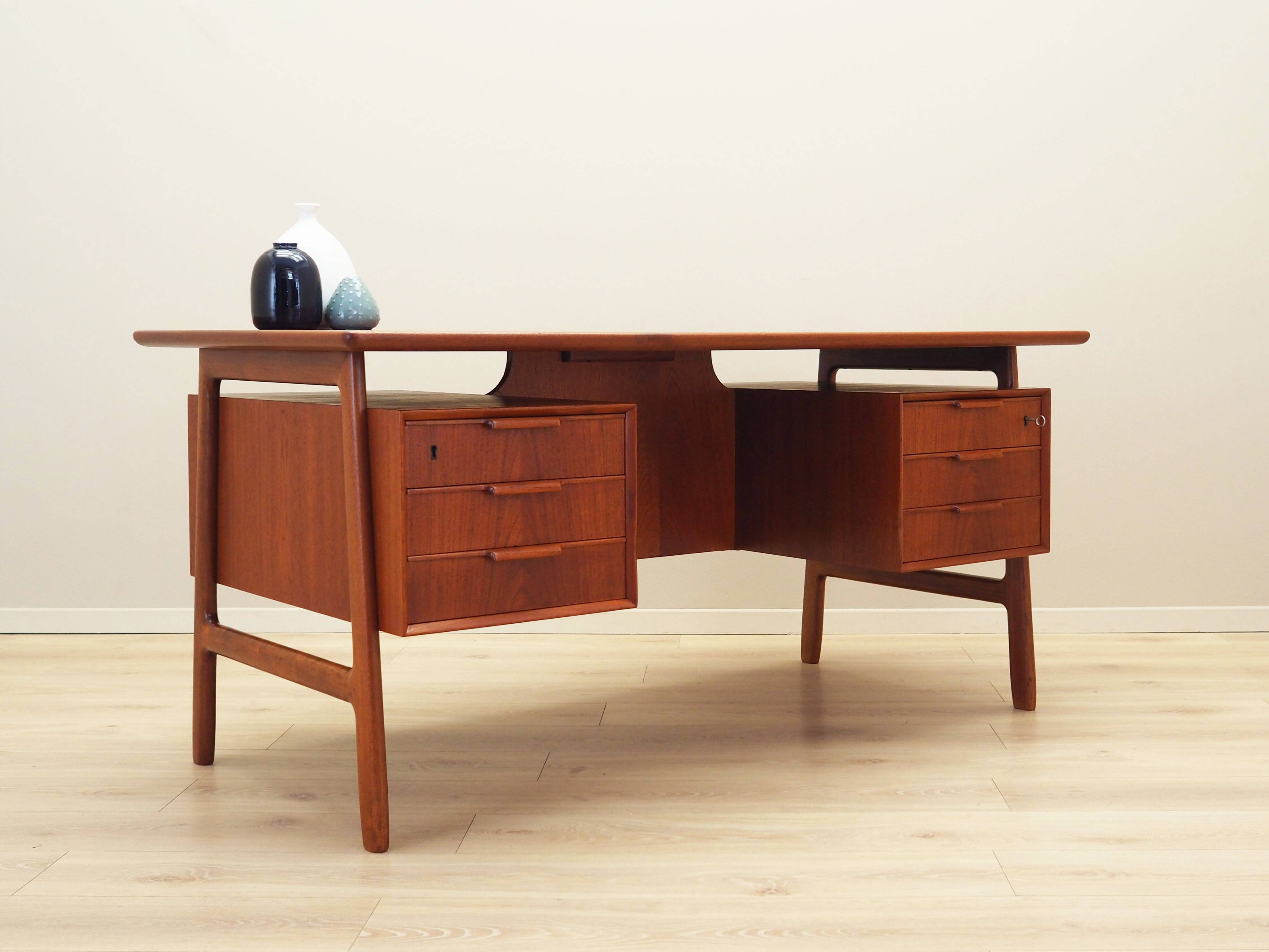 Teak desk, Danish design, 1970s, manufacture: Omann Jun