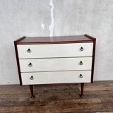 Teak chest of drawers and white Formica drawers - 1970s