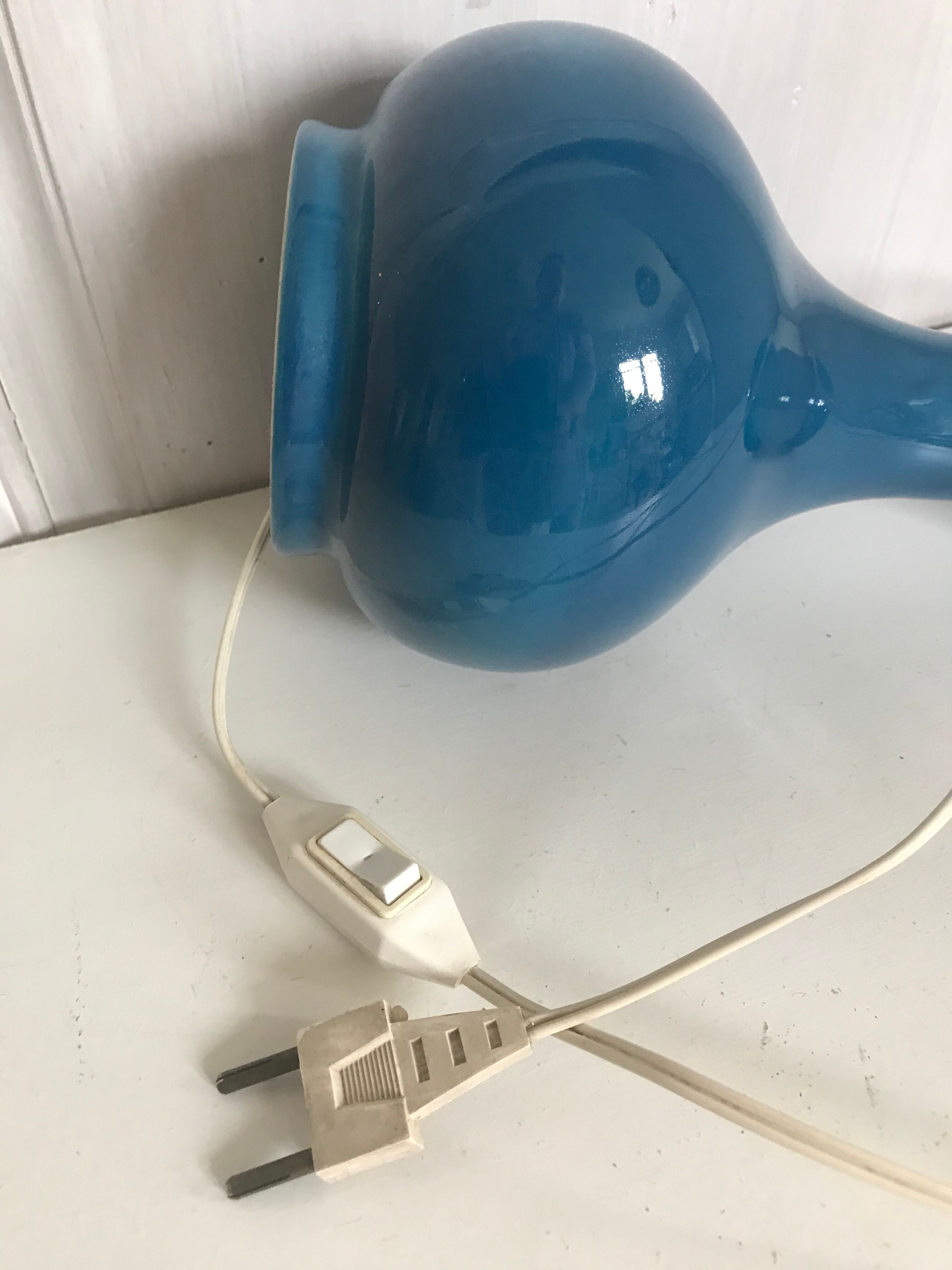 Vintage enamelled ceramic lamp