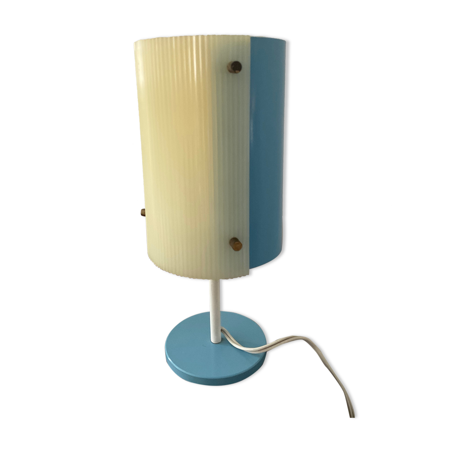 Vintage lamp 50s-60s metal sky blue and plexiglass