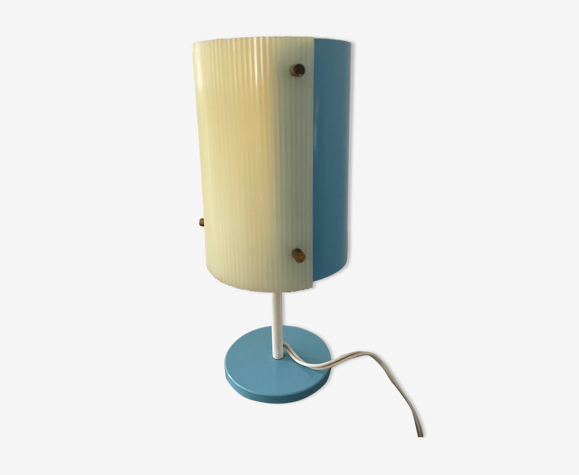 Lampe vintage années 50-60 metal bleu ciel et plexiglas