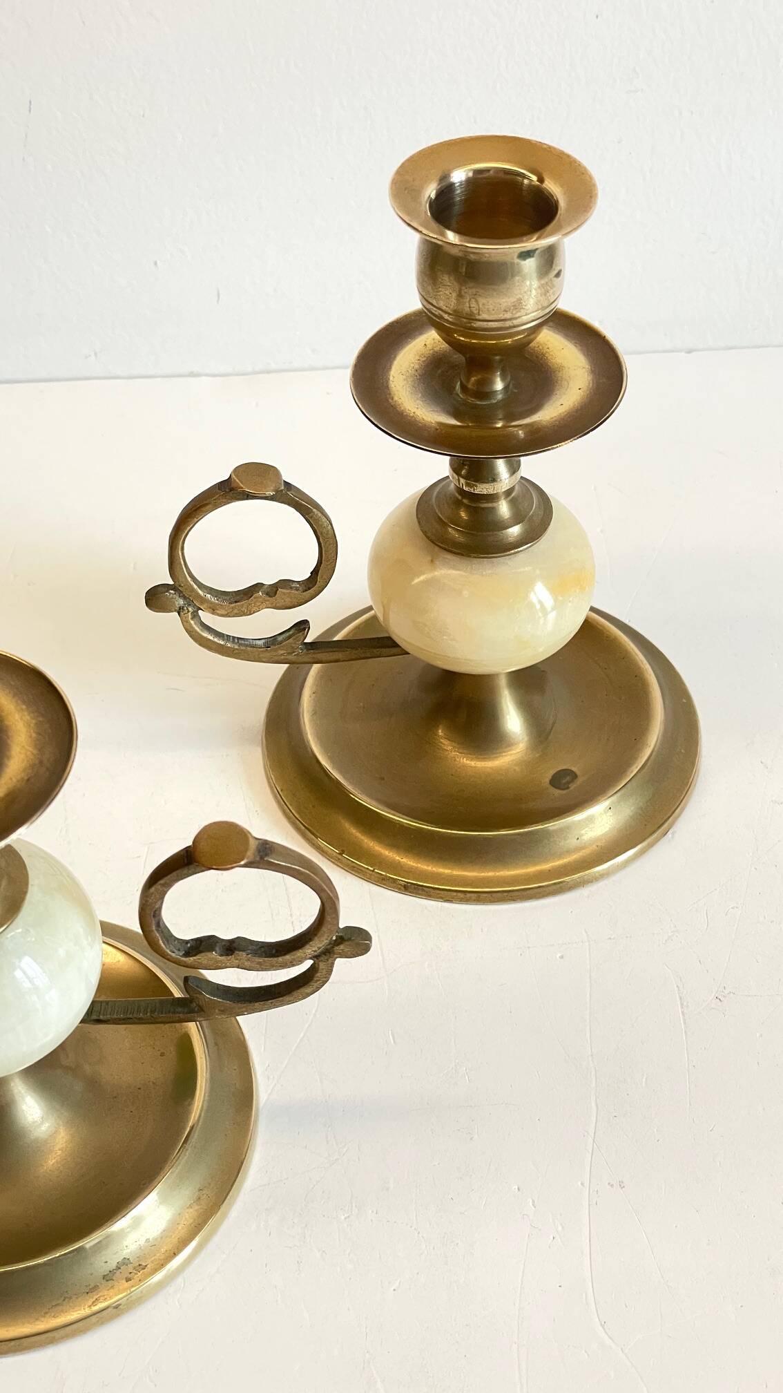 BOUGEOIRS Vintage Onyx Marble and Brass