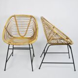 A pair of wicker chairs, 1970s