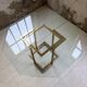 Italy octagonal table 70s glass and brass