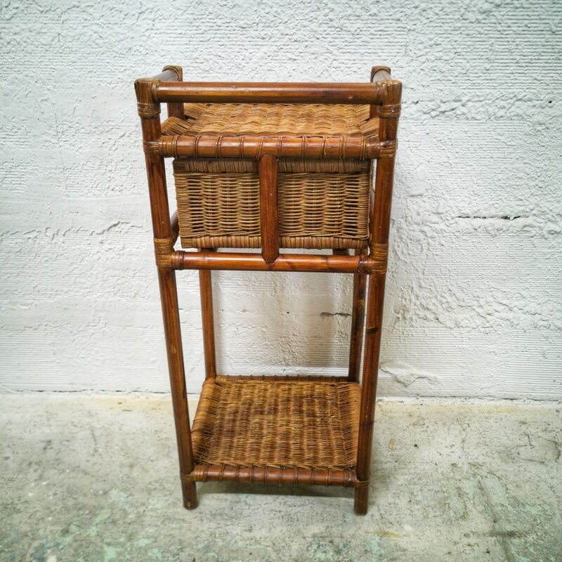 Woven wicker bedside table