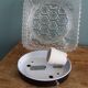 Square globe ceiling light in moulded glass.