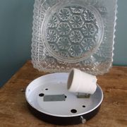 Square globe ceiling light in moulded glass.