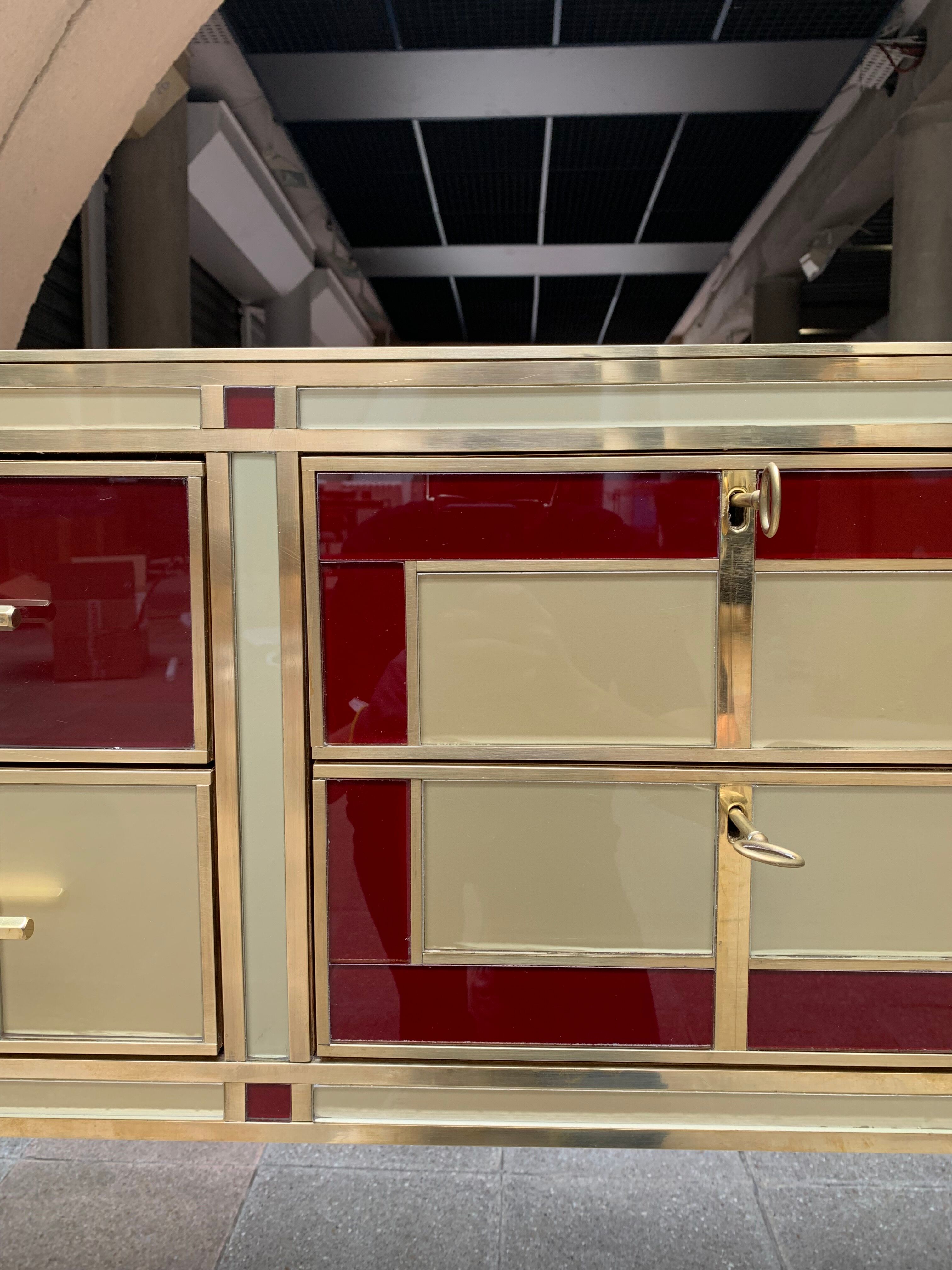Console/chest of drawers with 6 Murano glass drawers