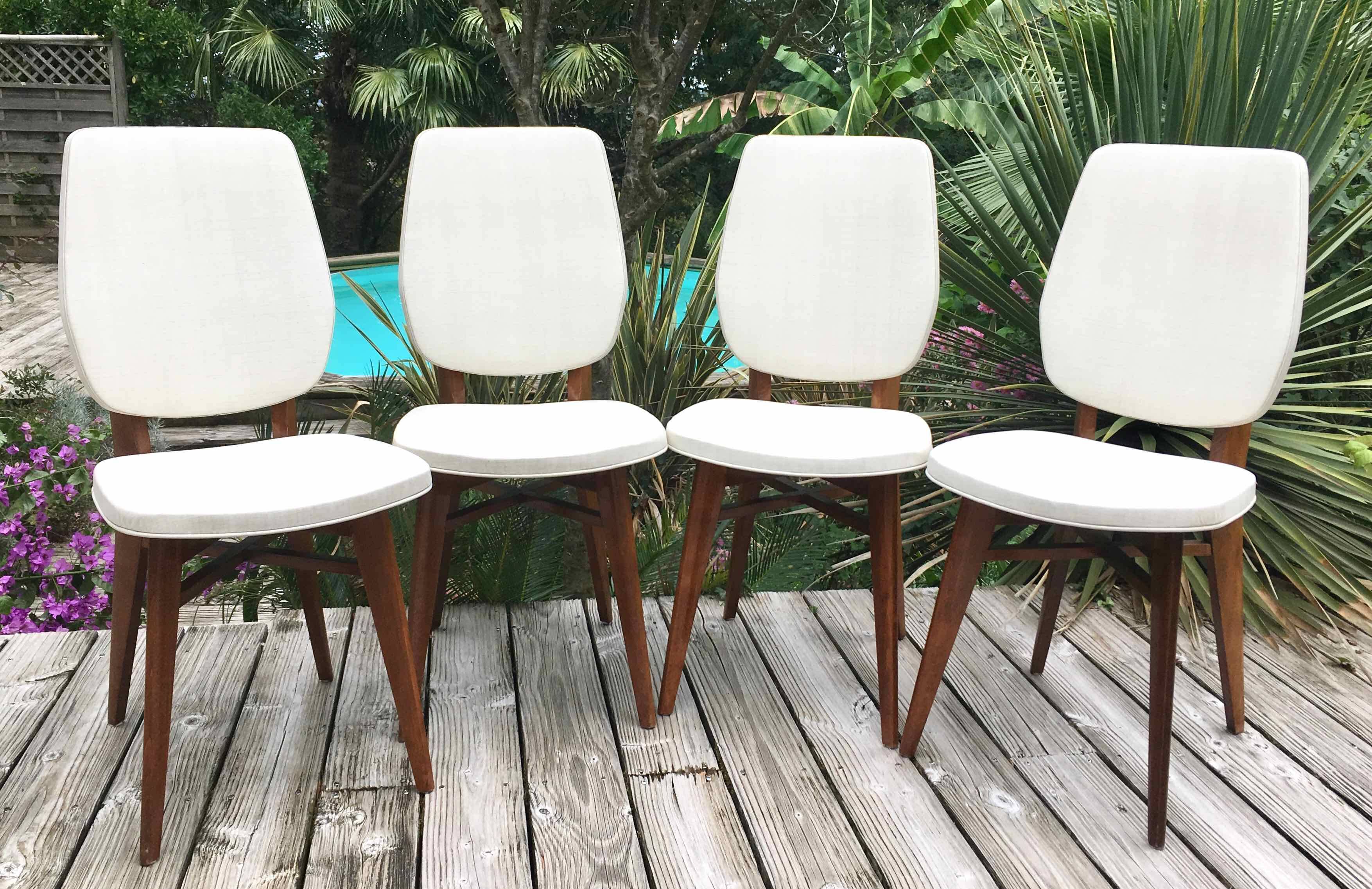 4 chaises en teck design 1960