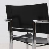 Set of 2 Italian Modern Saddle Leather and Chromed Steel Chairs 1980s