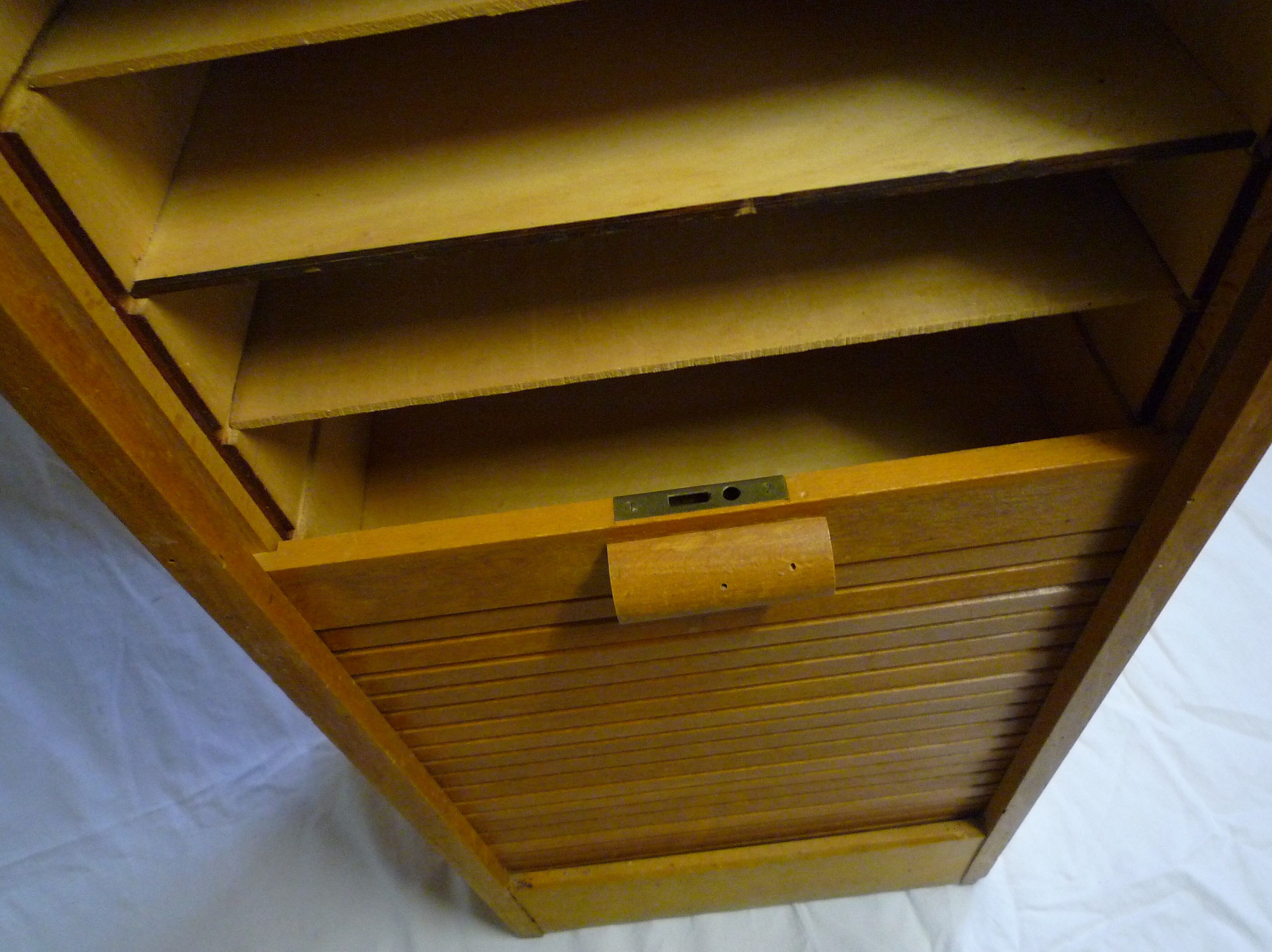 Vintage sliding curtain binder cabinet 60s