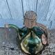 Vintage Green Italian Hand Blown Glass Wine Decanter with Ice Chamber
