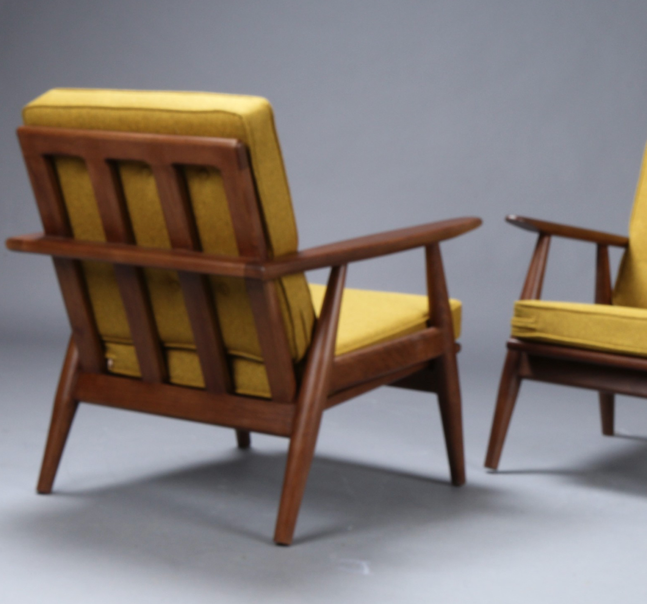 Pair of vintage Scandinavian wooden armchairs