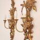 Louis XVI wall lamps Rocaille gilded carved wood antique mirror glass