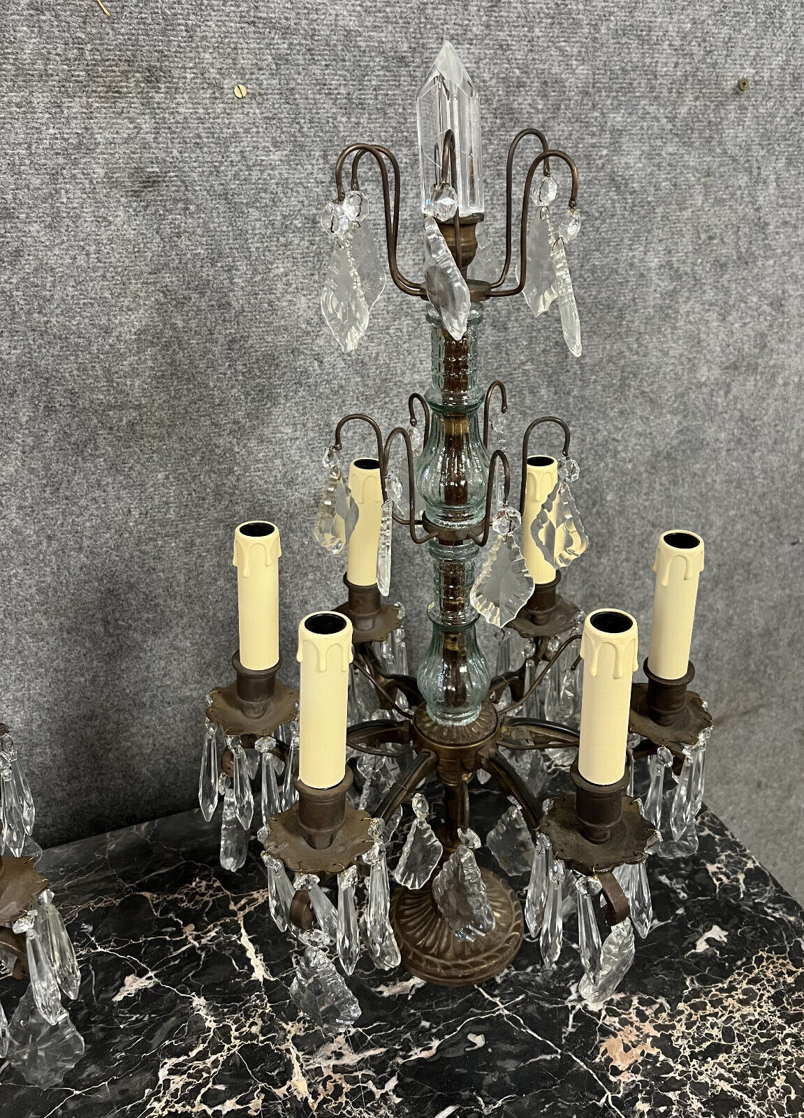 Pair of girandoles in bronze and patinated brass louis xv style circa 1930