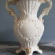 White dabbling vases with capodimonte porcelain floral decoration
