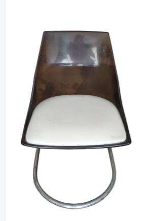 Pair of 70s chairs, smoked plexiglass and chrome legs