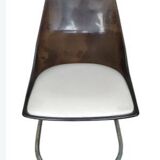 Pair of 70s chairs, smoked plexiglass and chrome legs