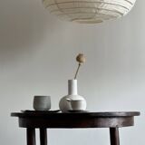 Large pendant light in Japanese-style natural rattan and linen in the shape of a drop H55 D60